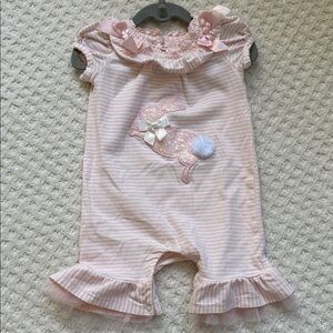 Pink Bunny Ruffle Baby Romper